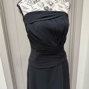 Chiffon Ruched Black Cocktail Dress
